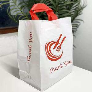 סיטונאי מודפס אישית תודה לך לולאה כבדה להתמודד עם מסעדה צהריים מזון אריזה פלסטיק לקחת משם שקיות עם ידית - Product Image 3