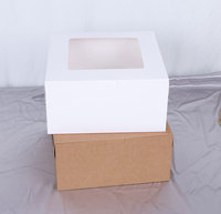 Boîte à gâteau carrée auto-élevante jetable et écologique avec fenêtre, en carton, qualité export, pour emballage de pâtisserie