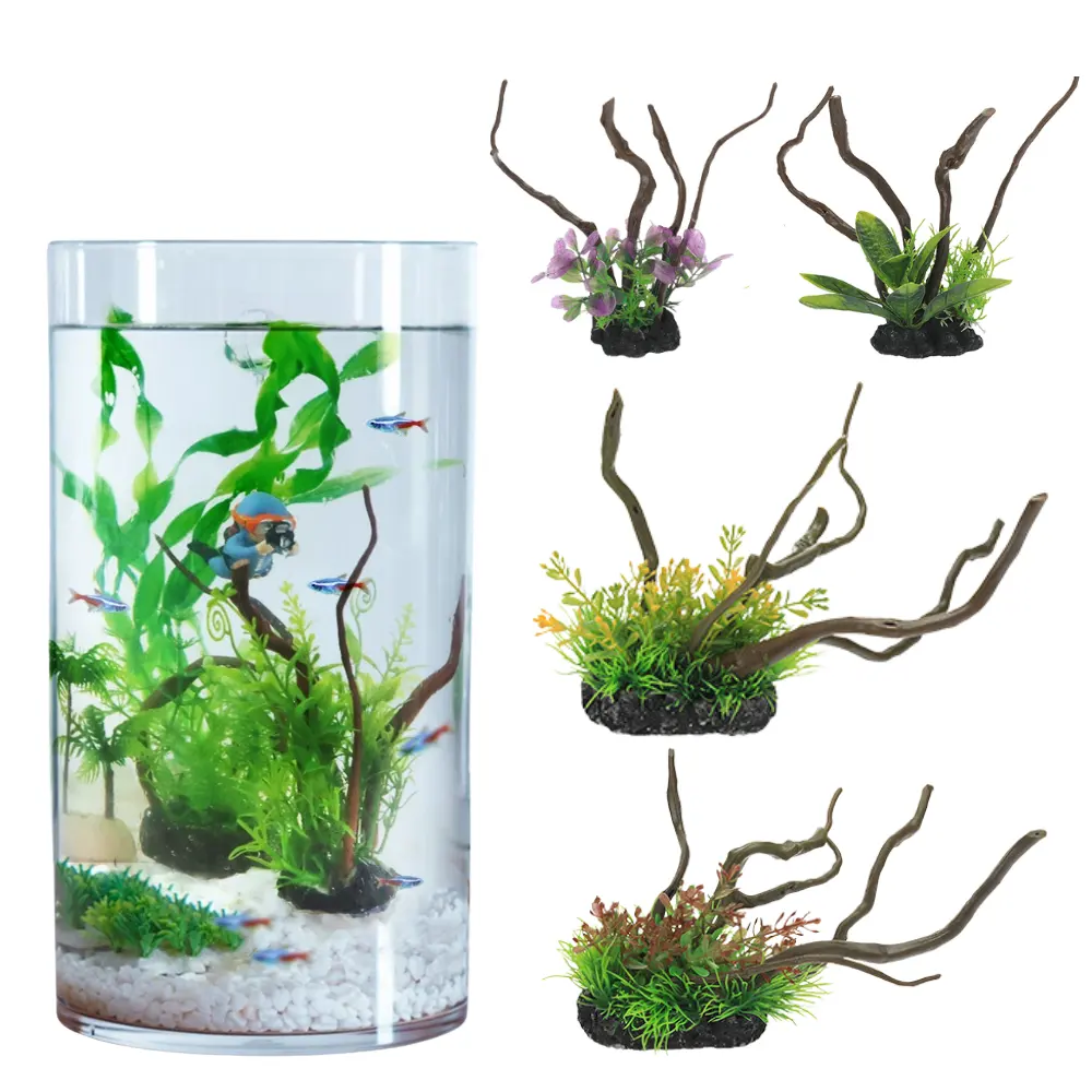 Aquarium Artificial Plastic Plants Decoration Fish Tank Accessories Green Plants