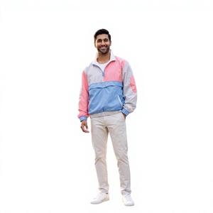 Blouson de sport pour homme à blocs de couleur, coupe racer, avec fermeture éclair quart de tour, coupe-vent, en polyester, style décontracté printemps - Product Image 6