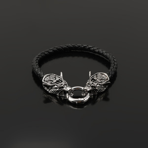 Pulsera nórdica vikinga Retro personalizada con cabeza de Lobo, pulsera tejida de cuero Vikingo, pulsera <span class=keywords><strong>para</strong></span> mujer, pulsera de moda <span class=keywords><strong>para</strong></span> hombre - Product Image 4