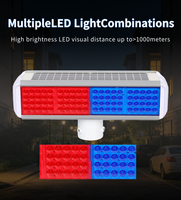 Luz de Señalización de Tráfico LED Intermitente de Doble Cara Roja y Azul, Baliza Estroboscópica, Lámpara de Advertencia Solar