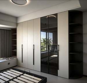 BALOM Dressing sur mesure avec commode intégrée, miroir supérieur et tiroirs de rangement pour bijoux, système de garde-robe pour chambre à coucher - Product Image 3