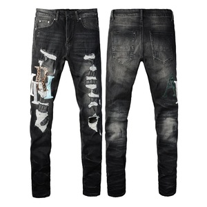 Jeans Amirys de créateur, vente en gros, haute qualité, taille mi-haute, pour le printemps et l'été, streetwear, denim déchiré, vente chaude, taille moyenne - Product Image 2