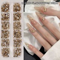 Lot de 12 mini strass en résine irréguliers à fond plat pour nail art et décoration d'ongles portables