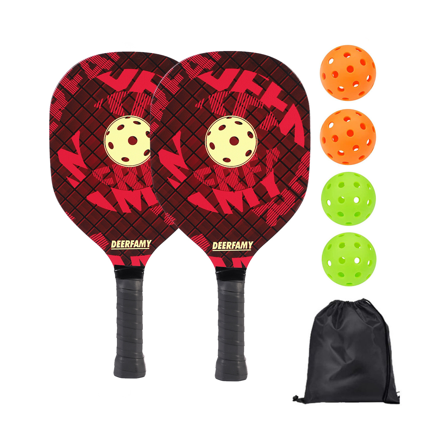 2 rackets, 4 balls, 1 drawstring bag [Red]