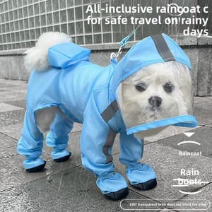 Impermeable para perros de cuatro patas con cubiertas para las patas, para perros pequeños como Bichón y Pomerania. - Product Image 1