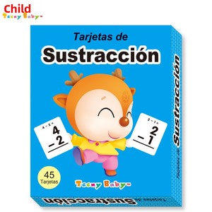Gran oferta, 45 Uds., tarjetas de matemáticas en español para niños, Educación Temprana, aprendizaje aritmético, juego interactivo para padres e hijos - Product Image 3