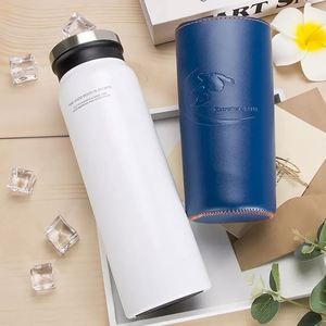 Customized 500ml High Grade Stainless Steel Vacuum Insulated Flask Thermal <b>Mug</b> With Leather Bag - Product Image 5