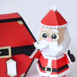 3Dポップアップクリスマスサンタクロースグリーティングギフトカードメリークリスマス手作り3Dグリーティングカード