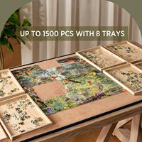 Plateaux de tri en bois laqué pour puzzles, design tiroir coulissant, quatre couches, rangement portable, couleur naturelle, 1500 pièces