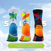 Chaussettes de basketball longues de compression style américain pour hommes - Tendance estivale, course à pied, coton antibactérien, style sport professionnel