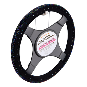 Housse de volant courte en velours noir avec strass et support adhésif - Product Image 2