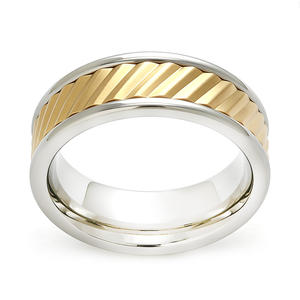 Bague en acier inoxydable lourd de 8 mm, sur mesure OEM, avec bord poli et centre rainuré, bijoux pour hommes - Product Image 2