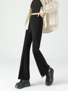 Automne hiver nouveau ouvert évasé taille haute mince droit drapé Micro <span class=keywords><strong>Lama</strong></span> pantalon Style décontracté - Product Image 5