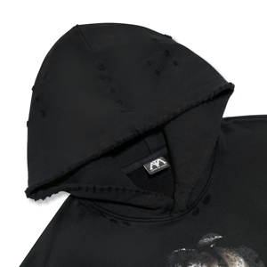 Sudadera con Capucha de Alta Calidad para Hombre, Estilo Oversize, Diseño con Estampado Urbano, Color Negro, para Venta al Por Mayor - Product Image 5