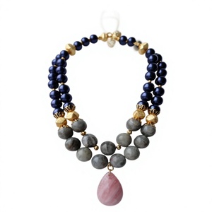 Meilleur collier vintage multicouche perlé pour femme, design élégant, en résine plaqué or, ensemble de bijoux fantaisie pour fête et mariage - Product Image 3