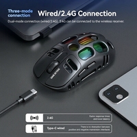 Souris sans fil X3, trois modes, filaire, pour jeux, capteur PixArt 3570, design ergonomique, rétroéclairage RGB, design ajouré