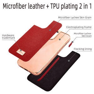 VIETAO personalizza Logo fashion custodia per cellulare in pelle per <span class=keywords><strong>iphone</strong></span> 13Pro 13 12 11 placcatura in oro rosa custodia rigida per telefono all'ingrosso - Product Image 3