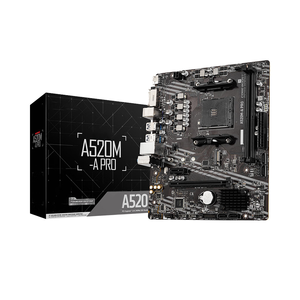 Carte mère A520M-A <span class=keywords><strong>PRO</strong></span>, Socket AM4 DDR4 3200MHz, emplacement M.2 PCIe 3.0, Micro-ATX, pour Ryzen 3000/4000/5000 - Product Image 1