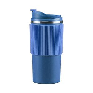 Custom Logo Double Wall Stainless Steel Coffee Travel <b>Mug</b> with Anti-slip Silicone Sleeve Vacuum <b>Insulated</b> Tumbler Flip Lid - Product Image 2