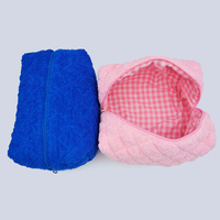 Mode toilette cosmétiques sac Floral tissu éponge voyage soins de la peau pochette rose clair serviette maquillage sacs avec vichy à l'intérieur