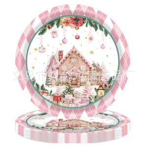 Ensemble de vaisselle de Noël en papier pour fête d'hiver, assiettes, gobelets, serviettes, couverts, 40-60 pièces pour décorations de Noël - Product Image 3