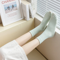 Chaussettes mi-mollet pour femmes, couleur unie, anti-odeur et absorbant la transpiration, chaussettes I, blanches, respirantes et amples, chaussettes longues d'été