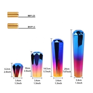 Accessoires de voiture JDM Pommeau de levier de vitesse manuel universel en aluminium Neo Burnt Blue Diamond <span class=keywords><strong>Shape</strong></span> 4 Sizes avec adaptateur de tête - Product Image 3