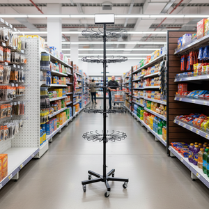 Espositore in Acciaio Inox Nero con Altezza 188 CM e 5x15 Ganci per Organizzazione di Supermercati e Negozi con Pannelli Forati e Slatwall - Product Image 3