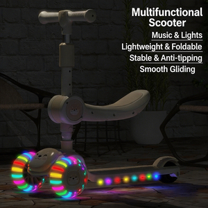 <span class=keywords><strong>Patinete</strong></span> 3 en 1 para Niños, Plegable, con Luces LED Intermitentes, 3 Ruedas, Altura Ajustable, <span class=keywords><strong>Patinete</strong></span> para Niños Pequeños, Juguete para Bebés - Product Image 3