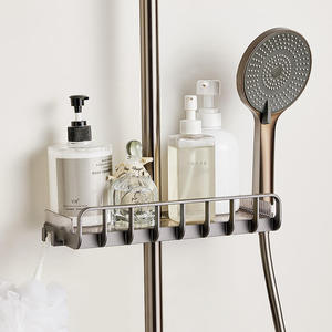 Étagère <span class=keywords><strong>de</strong></span> <span class=keywords><strong>Douche</strong></span> Murale Luxe Léger Sans Perçage en Plastique pour Articles <span class=keywords><strong>de</strong></span> Toilette et Gels – Rangement Pratique pour Nettoyants - Product Image 4