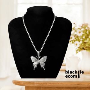 Collar de Mariposa Extra Grande de Diseño Único y Lujoso con Cristales de Estrás, Colgante Grande, Joyería de Moda para Fiestas, en Venta - Product Image 3