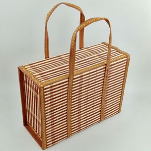 Cesta <span class=keywords><strong>de</strong></span> bambú no plegable, caja <span class=keywords><strong>de</strong></span> regalo portátil para el Año Nuevo Chino, cuadrada, para verduras, frutas, huevos y mariscos - Product Image 2