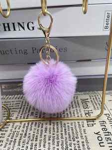 Soft Artificial Rabbit Fur Keychain Plush Ball <b>Key</b> <b>Ring</b> Cute Pom Pom Bag Charm for Women Girls Christmas - Product Image 5