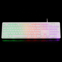 Clavier de jeu filaire OEM ODM à membrane, 104 touches, blanc et noir, RGB, rétroéclairé, USB 3.0, pour ordinateur portable