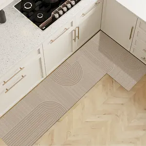 Küchenmatten-Set aus 2 Teilen, rutschfester saugfähiger Teppich und Türmatten, Küchenbodenmatte 17 × 29 und 17 × 47 Zoll