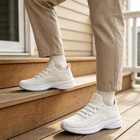 Chaussures de marche pour hommes personnalisées à lacets, style baskets, respirantes, en maille tricotée, à enfiler, décontractées, fabriquées par un fabricant