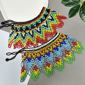 AHAYA, collar bohemio hecho a mano para mujer, chal exagerado, Gargantilla africana con babero, cuentas geométricas de diamantes de cobre - Product Image 1