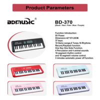 BD MUSIC BD-370 Orgue électrique portable mini 37 touches, piano numérique, clavier électronique, prise casque en plastique, haut-parleur intégré