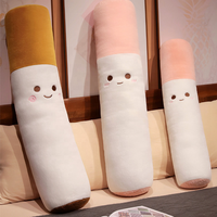 Coussin en peluche en forme de cigarette de dessin animé mignon, doux, moelleux, drôle, cylindrique, kawaii, nouveauté, coussin décoratif