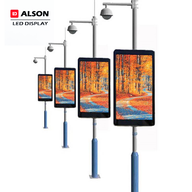 ALSON LED Control Outdoor Street LED Light Pole Display Screens for Streetlight Advertising Posters