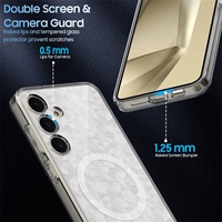 Coque de téléphone antichoc 2-en-1 transparente et magnétique avec motif diamant de luxe en relief pour S24 Plus 2025