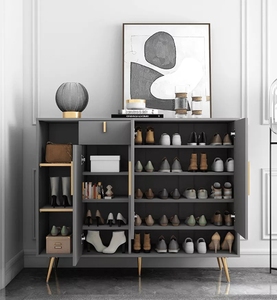 Moderno di alta qualità Dark Gary <span class=keywords><strong>scarpiera</strong></span> mobili in legno scaffali per soggiorno dipinto a mano Design - Product Image 1