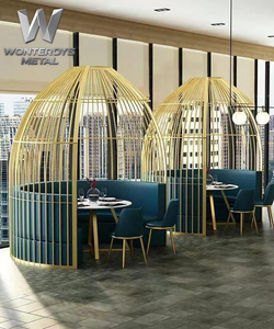 <span class=keywords><strong>Cloison</strong></span> de séparation OEM d'usine, design cage à oiseaux sur mesure, en acier inoxydable, pour restaurant, café, bar, espace de restauration - Product Image 3