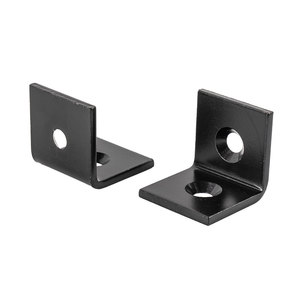 Minde – Support d'angle en L en <span class=keywords><strong>acier</strong></span> au carbone noir à prix avantageux pour profilé aluminium <span class=keywords><strong>40x40</strong></span> série fente 8mm - Product Image 1
