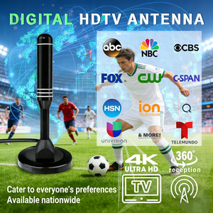 Antenne HDTV Intérieure Intelligente Amplifiée pour Chaînes Locales avec Prise en Charge 4K 1080P - Câble Coaxial de 3m - Product Image 3