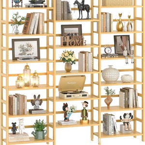 Bamboo 6 Layer 3 Width Bookshelf Freestanding Modular Living Room Storage Rack Minimalist Design <b>Solid</b> <b>Wood</b> <b>Bookcase</b> - Product Image 2