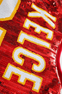 Maglia da Calcio Kansas City per il Giorno della Partita, Taglie Forti da Donna, Rossa 87 KELCE, Maglia da Giocatore Interamente Ricamata con Paillettes, Estiva, Lavorata a Maglia, con Logo Stampato - Product Image 6