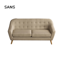 OEM Modern Country Style Liege sofa Leinenstoff getuftet mit Holzbeinen Knöpfe Quadratische Form 1 2 3-Sitzer für Wohnzimmer